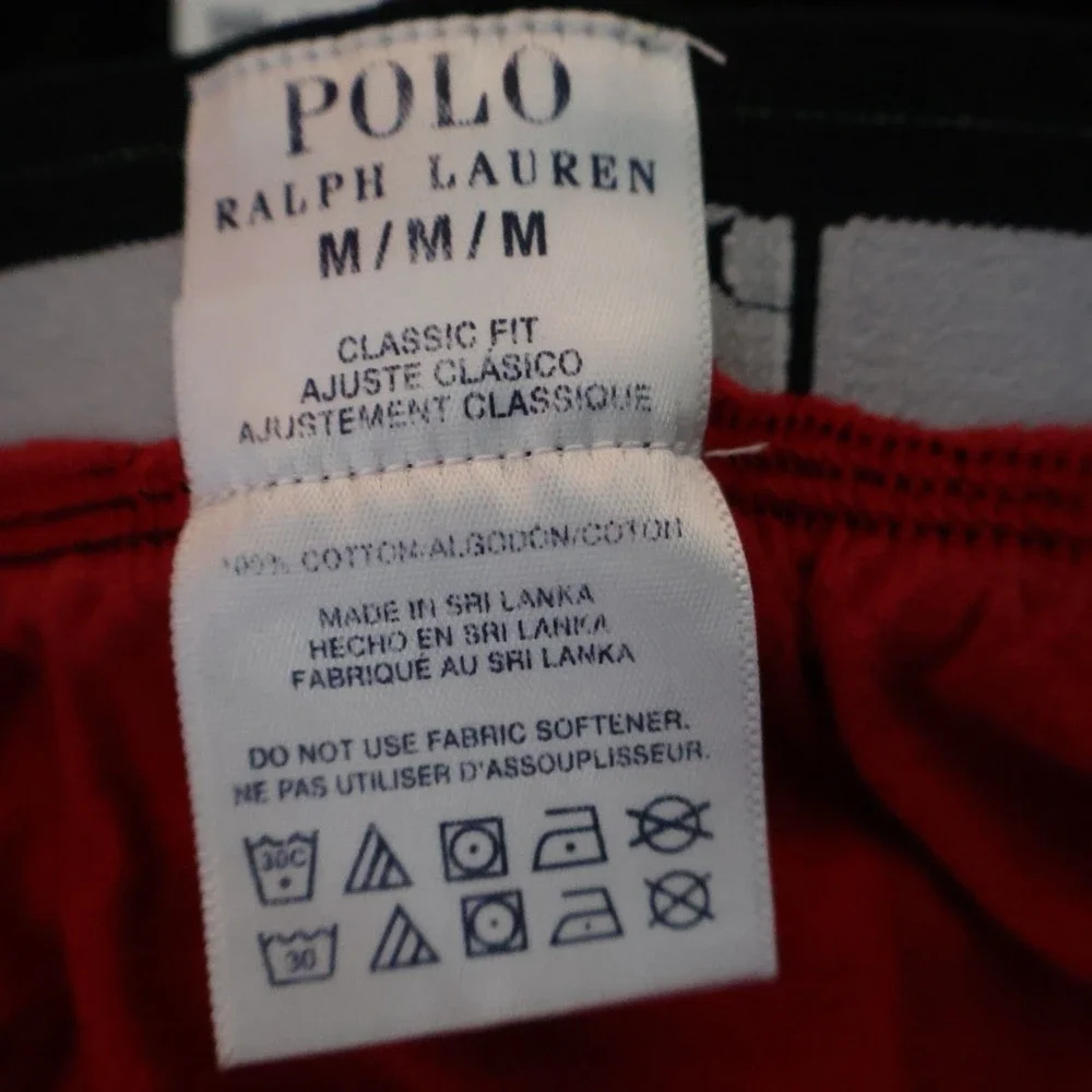 (2) Polo Ralph Lauren Classic Fit‎ Cotton Knit Boxers. Medium. Red/black